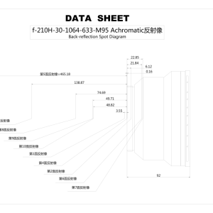 消色差场镜f-210H-30-1064-633-M95，同轴视觉匹配使用场镜