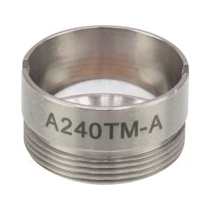 Thorlabs A240TM-A非球面透镜 f=8.00 mm NA=0.50 WD = 4.79 mm 已安装 增透膜：350-700 nm