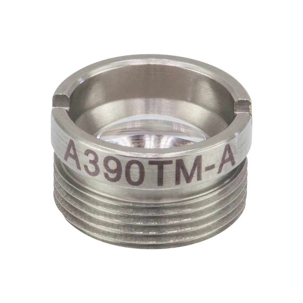 Thorlabs A390TM-A非球面透镜 f = 4.60 mm NA = 0.53 WD = 1.64 mm 已安装 增透膜:350-700 nm