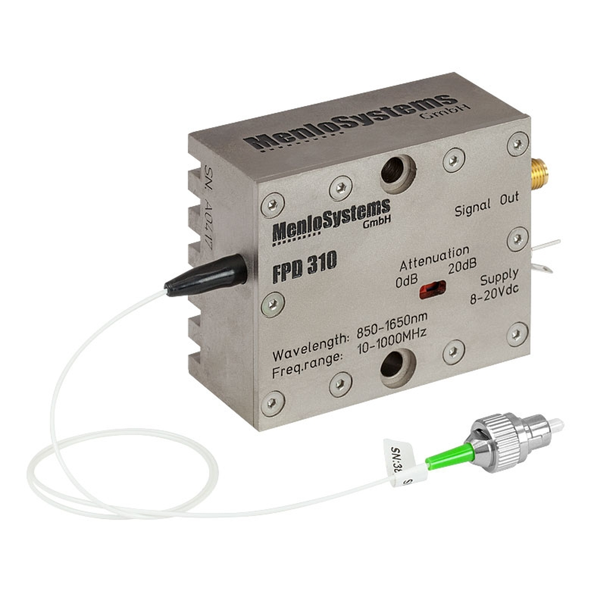 Thorlabs FPD310 硅高速放大光电探测器 400-1000nm 1MHz-1.5GHz 两档可调增益 0.13mm²