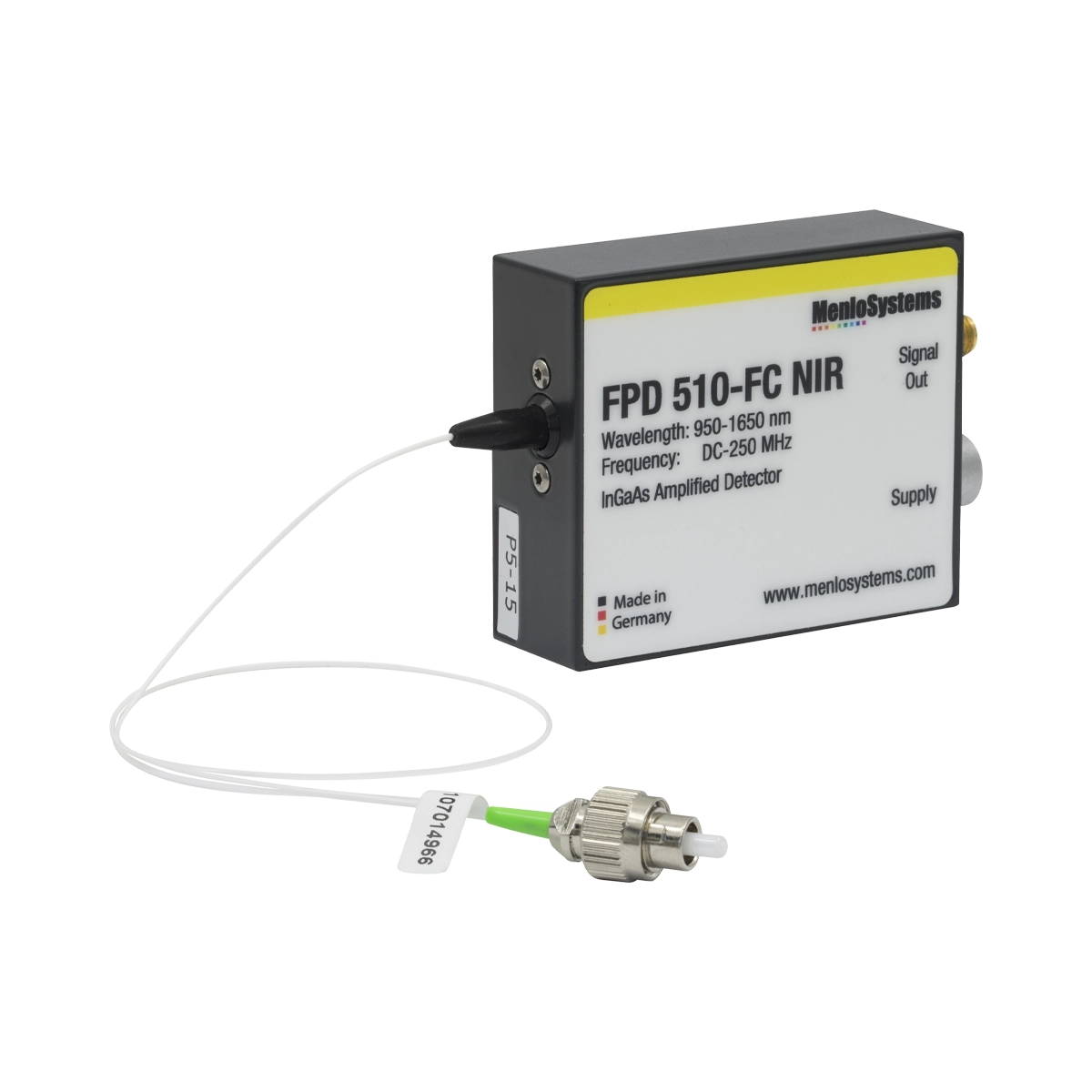Thorlabs FPD510-FC-NIR 铟镓砷光电探测器,固定增益,带放大,高灵敏度PIN,950 - 1650 nm,DC - 250 MHz