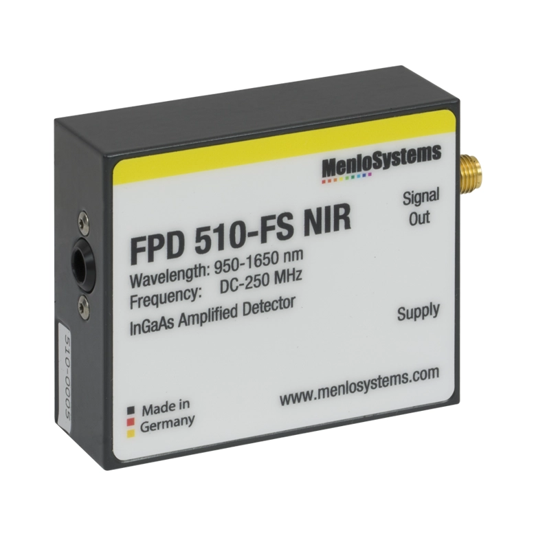Thorlabs FPD510-FS-NIR 铟镓砷探测器,带放大,高灵敏度PIN,固定增益,950 - 1650 nm,DC - 250 MHz,0.07 mm²,M4螺孔
