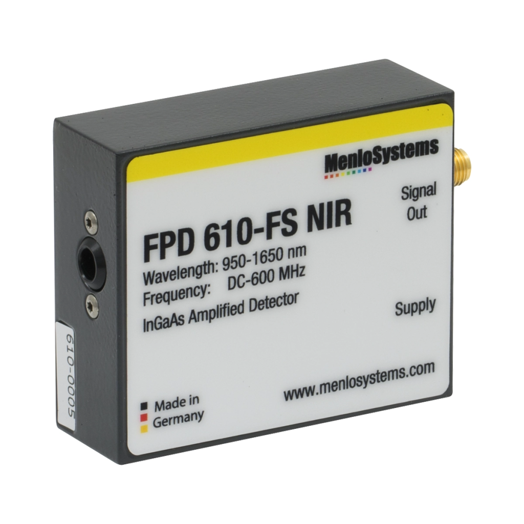 Thorlabs FPD610-FS-NIR 铟镓砷探测器,带放大,高灵敏度PIN,固定增益,950 - 1650 nm,DC - 600 MHz,0.005 mm²,M4螺孔