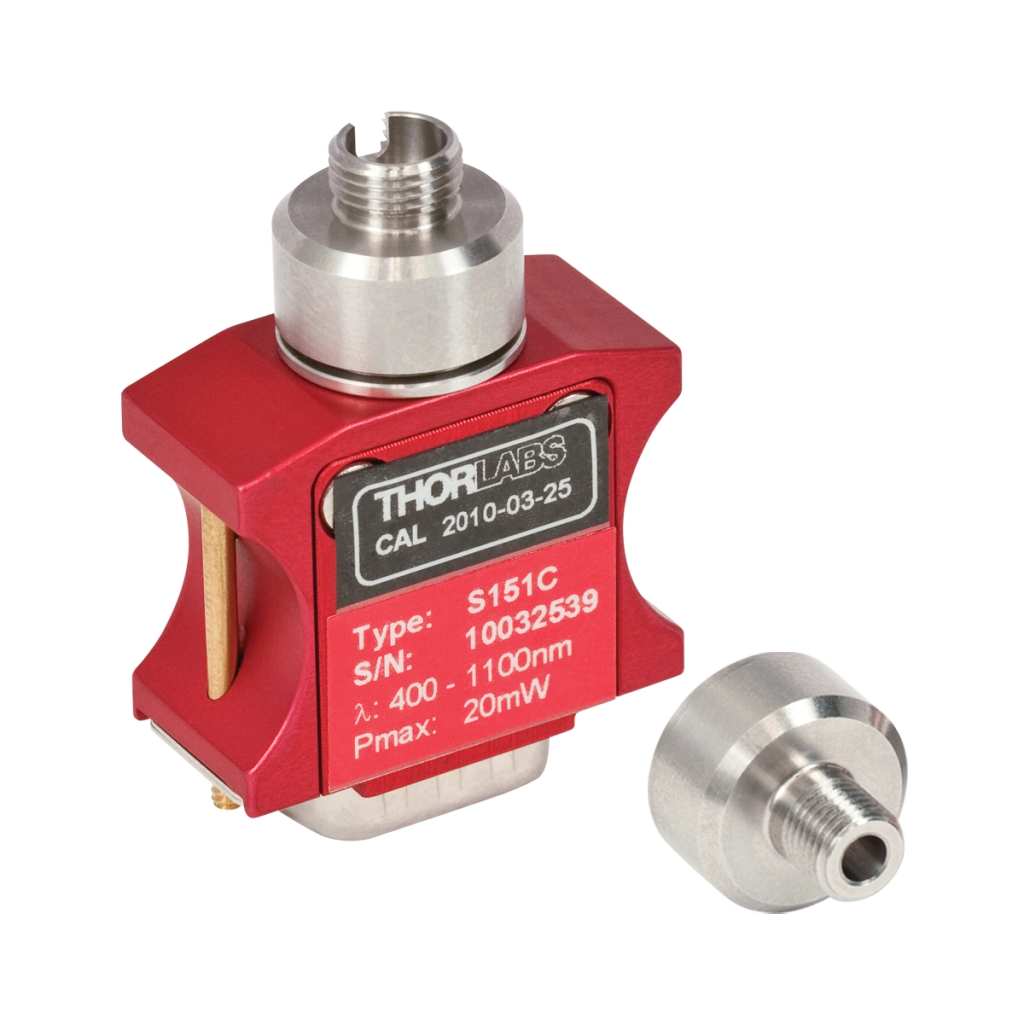 Thorlabs S151C 紧凑型光纤光电二极管功率探头,硅,400 - 1100 nm,1 nW - 20 mW
