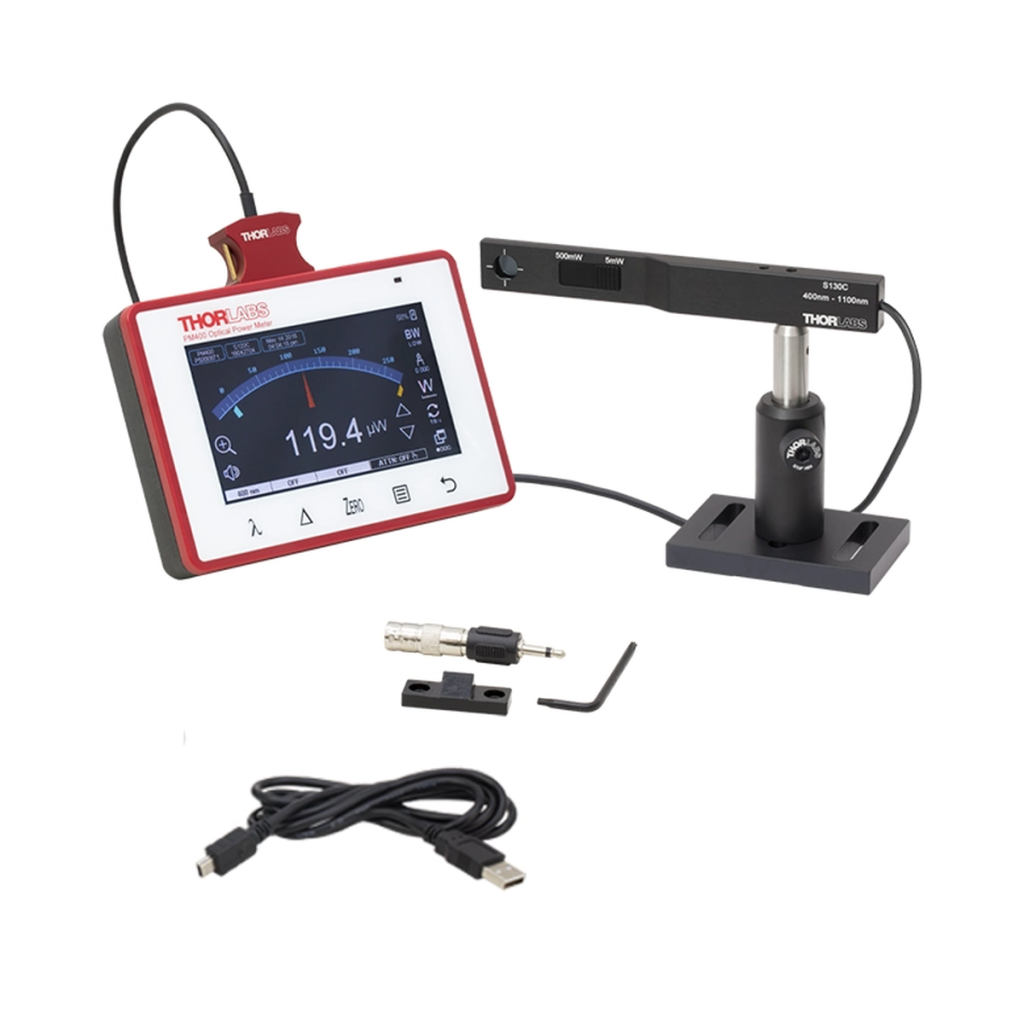 Thorlabs PM400K3 触控屏数字功率计套装(薄型硅探头) 400 nm - 1100 nm 500 pW - 500 mW