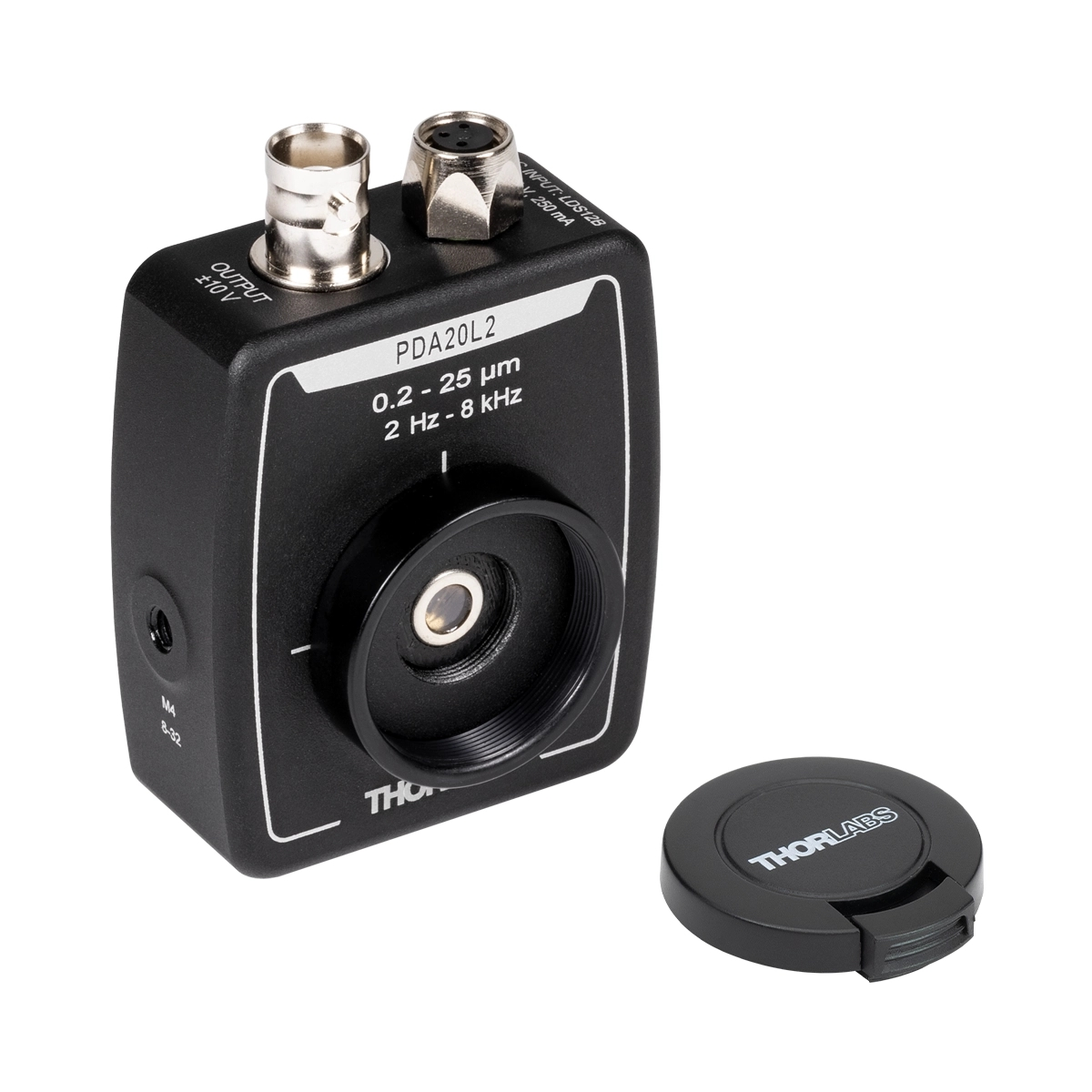Thorlabs PDA20L2 LiTaO3热释电放大探测器,固定增益,0.2 - 25 µm,2 Hz - 8 kHz带宽,4 mm²,KBr窗片,BNC输出