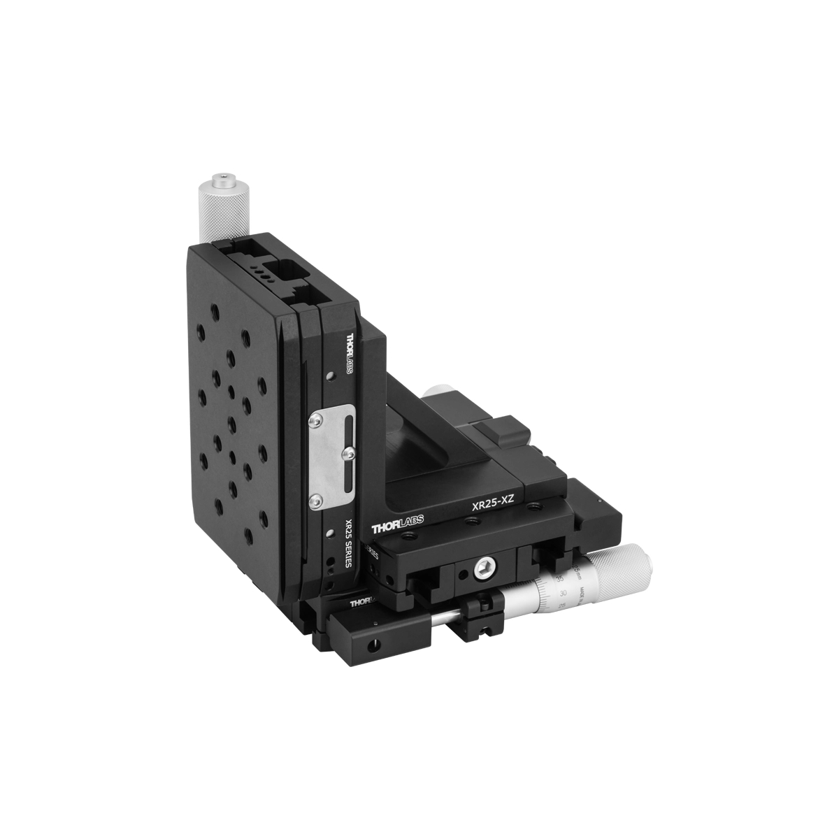 XR25P-K2 线性位移台 预组装的XYZ位移台,行程25 mm,侧装测微头,1/4"-20螺孔