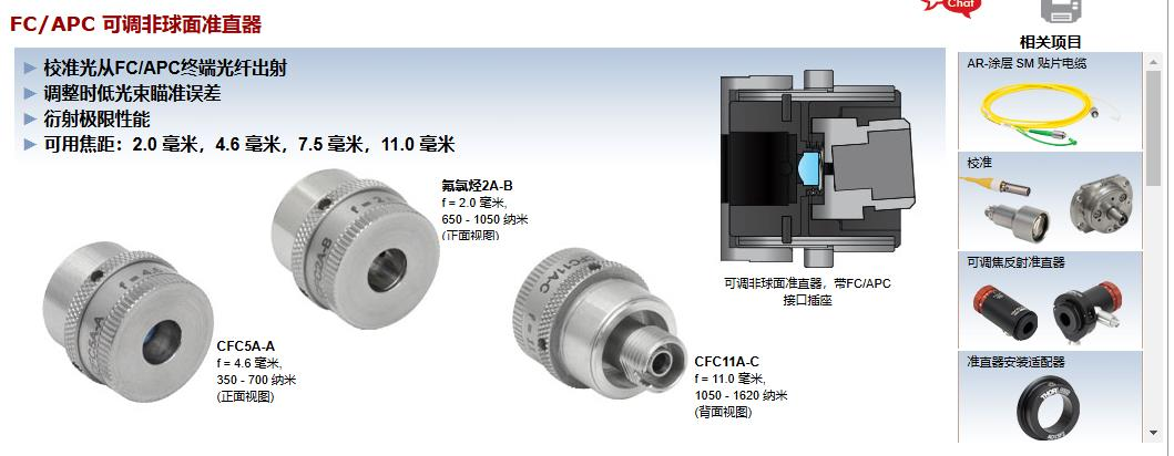 FC-APC接口可调非球面光纤准直器产品图