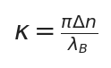 耦合系数公式 κ = π·Δn / (λ·cosθ)