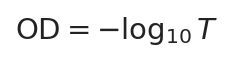 \mathrm{OD}=-\log_{10}T