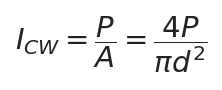 公式5：连续激光平均功率密度I=4P/(πd²)，单位W/cm²