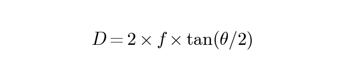 通光口径公式 D=2f·tan(θ/2)