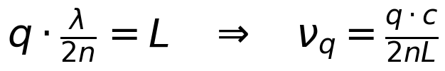 q \cdot \frac{\lambda}{2n} = L \quad \Rightarrow \quad \nu_q = \frac{q \cdot c}{2nL}