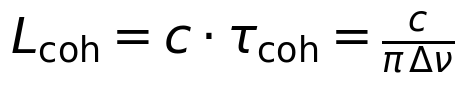 L_\mathrm{coh} = c \cdot \tau_\mathrm{coh} = \frac