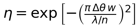 \eta = \exp\left[ - \left( \frac{\pi \, \Delta\the