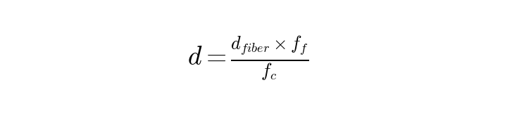 焊接系统聚焦光斑公式 d=(dfiber×ff)/fc