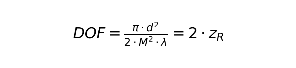 DOF = π·d² / (2·M²·λ) = 2·z_R