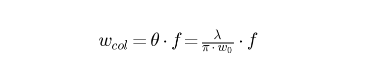准直后光斑直径公式 w=θ·f=λf/(πw0)