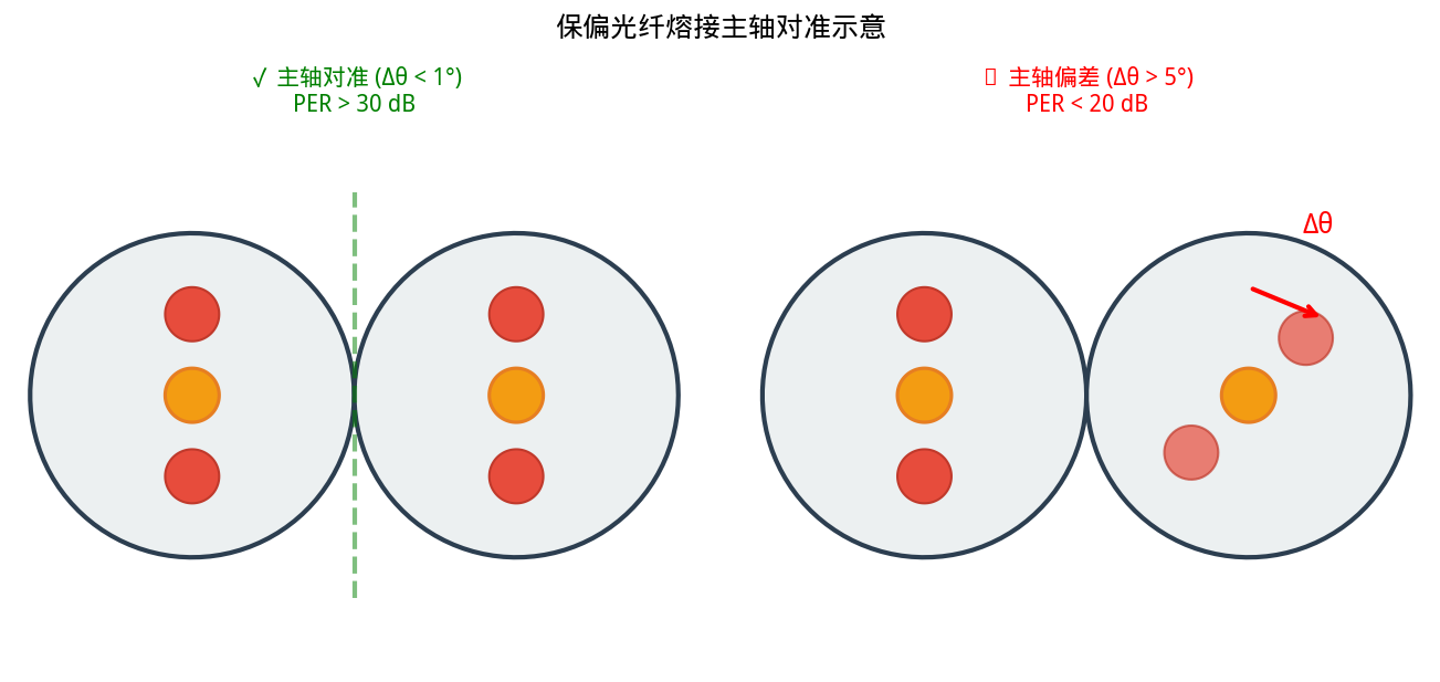 保偏光纤熔接主轴对准示意