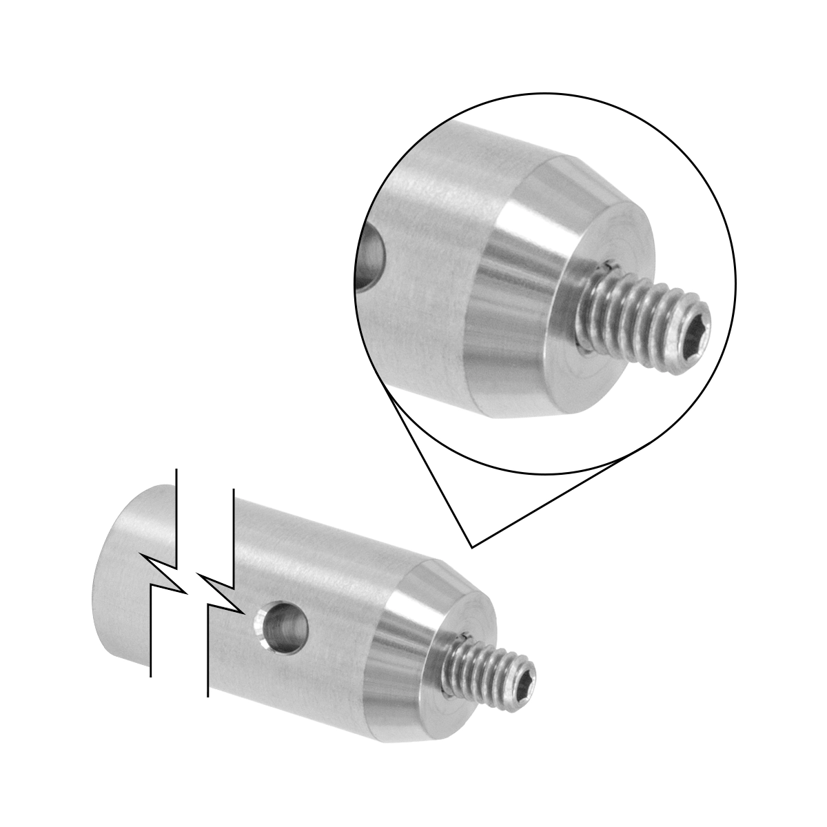 Thorlabs TR1 - Ø1/2"不锈钢光学接杆 8-32螺柱 1/4"-20螺纹孔 L=1" | 高飞激光